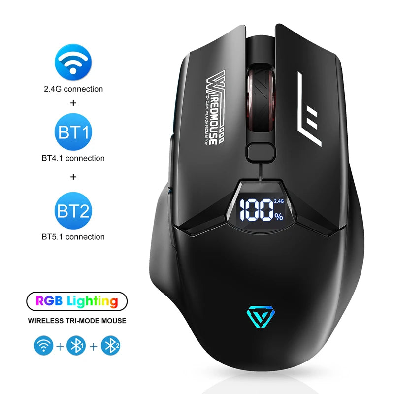 Dual-Mode Wireless Bluetooth Mouse with Smart Screen Display Silent Charging Office Gaming Portable Tablet Universal Mouse