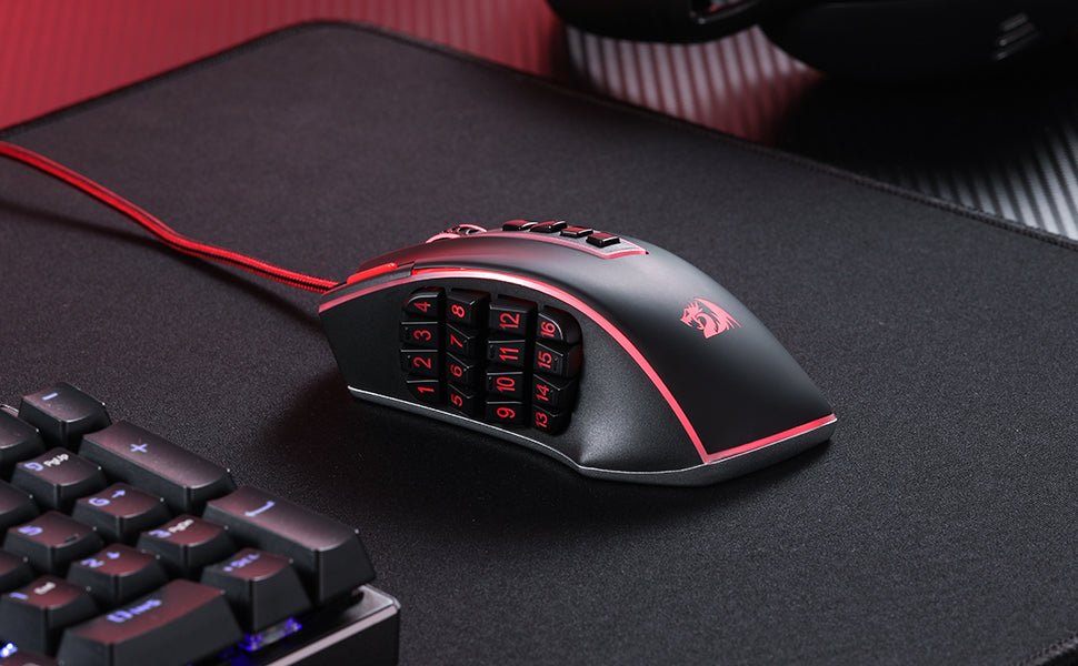 Rato Gaming MMO Redragon M990, 32000 DPI, rato gamer RGB com fios de alta precisão c/23 botões programáveis, 16 teclas macro laterais