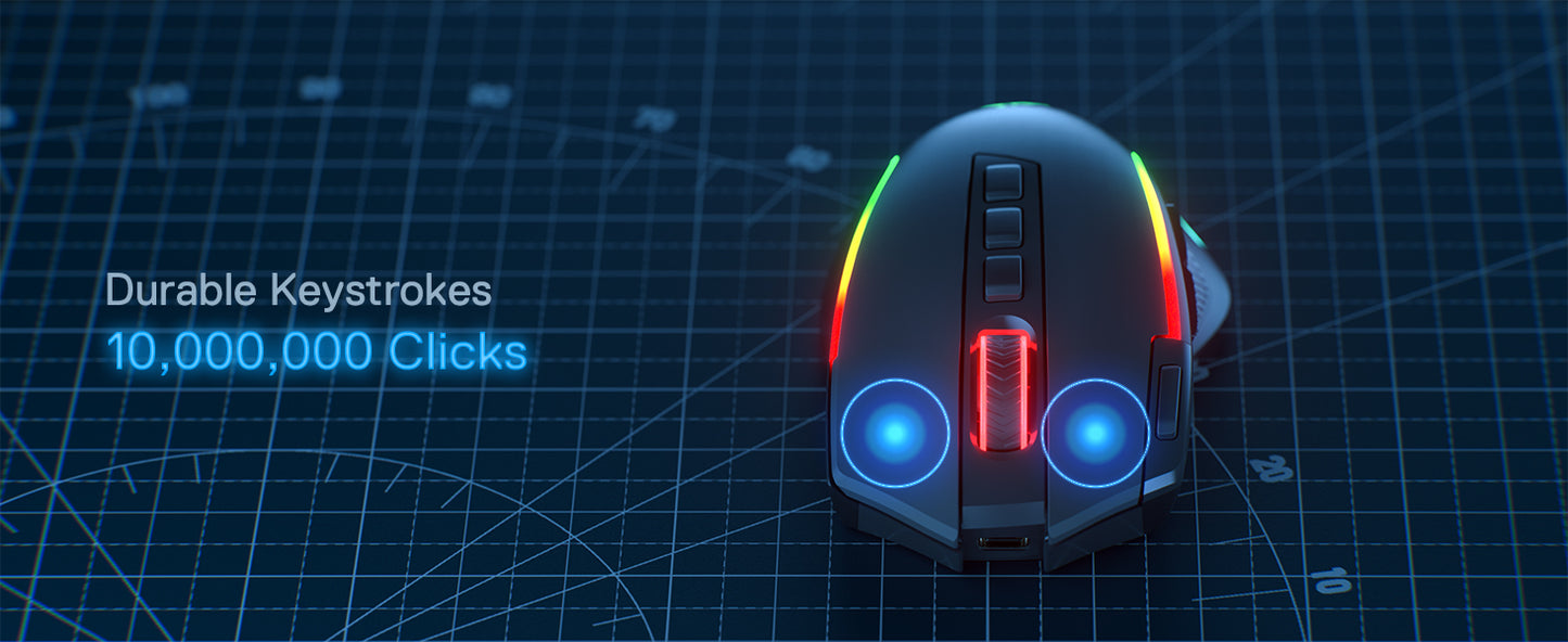 Rato Gaming Redragon M612 PRO BT & 2.4RGB, 8000 DPI, Ótico com/sem Fios, 11 Botões Programáveis e 6 Modos de Retroiluminação