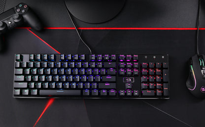 Redragon K556 RGB LED Backlit Wired 104 Keys Hot-Swap Noise Absorbing Foams Mechanical Gaming Keyboard
