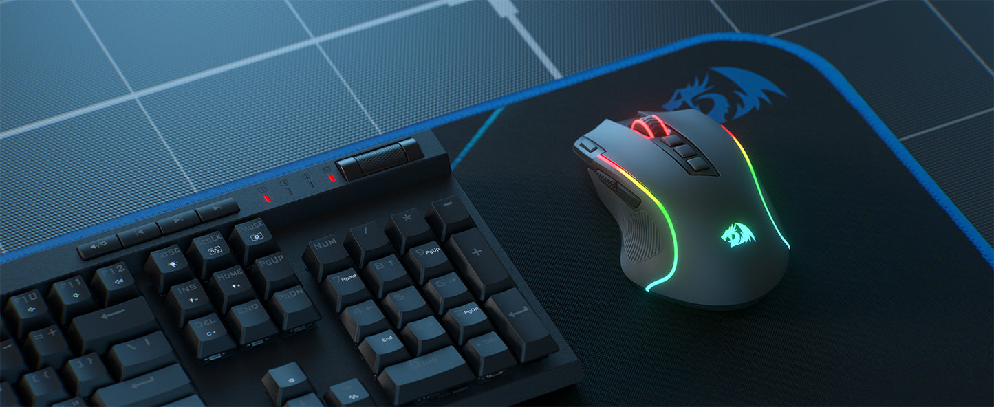 Rato Gaming Redragon M612 PRO BT & 2.4RGB, 8000 DPI, Ótico com/sem Fios, 11 Botões Programáveis e 6 Modos de Retroiluminação