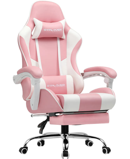 GTPLAYER Gaming Chair with Massage Ergonomic Desk Chair Footrest Headrest Rotary Chair for Office and Gamers