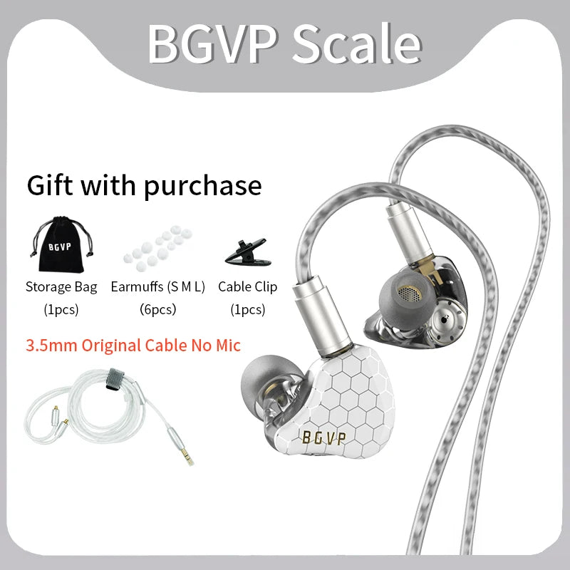 BGVP Scale 2DD HiFi Wired Earphones In Ear Monitor Headphones with 6D Sound Effects, Gaming Headset, Bass Stereo Earbuds with Detachable Cable