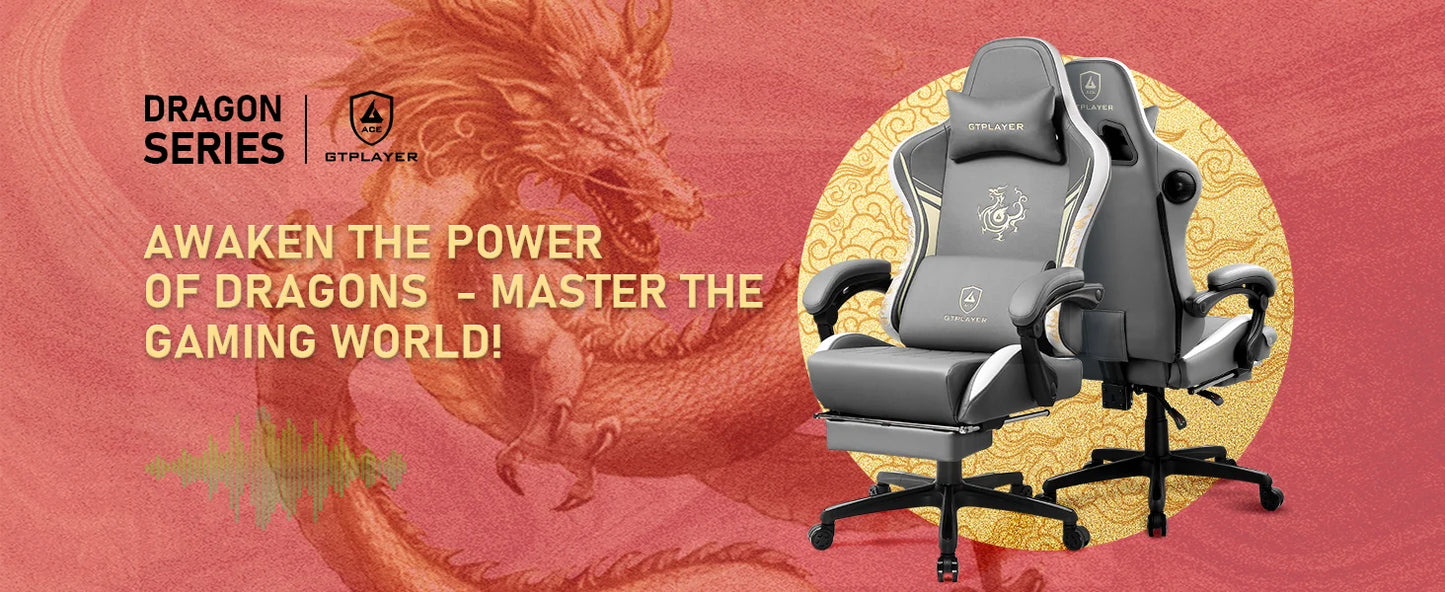 GTPLAYER Gaming chair Gamer chair with Bluetooth Speakers and Footrest Dragon Series Office Chair Ergonomic Gaming chair