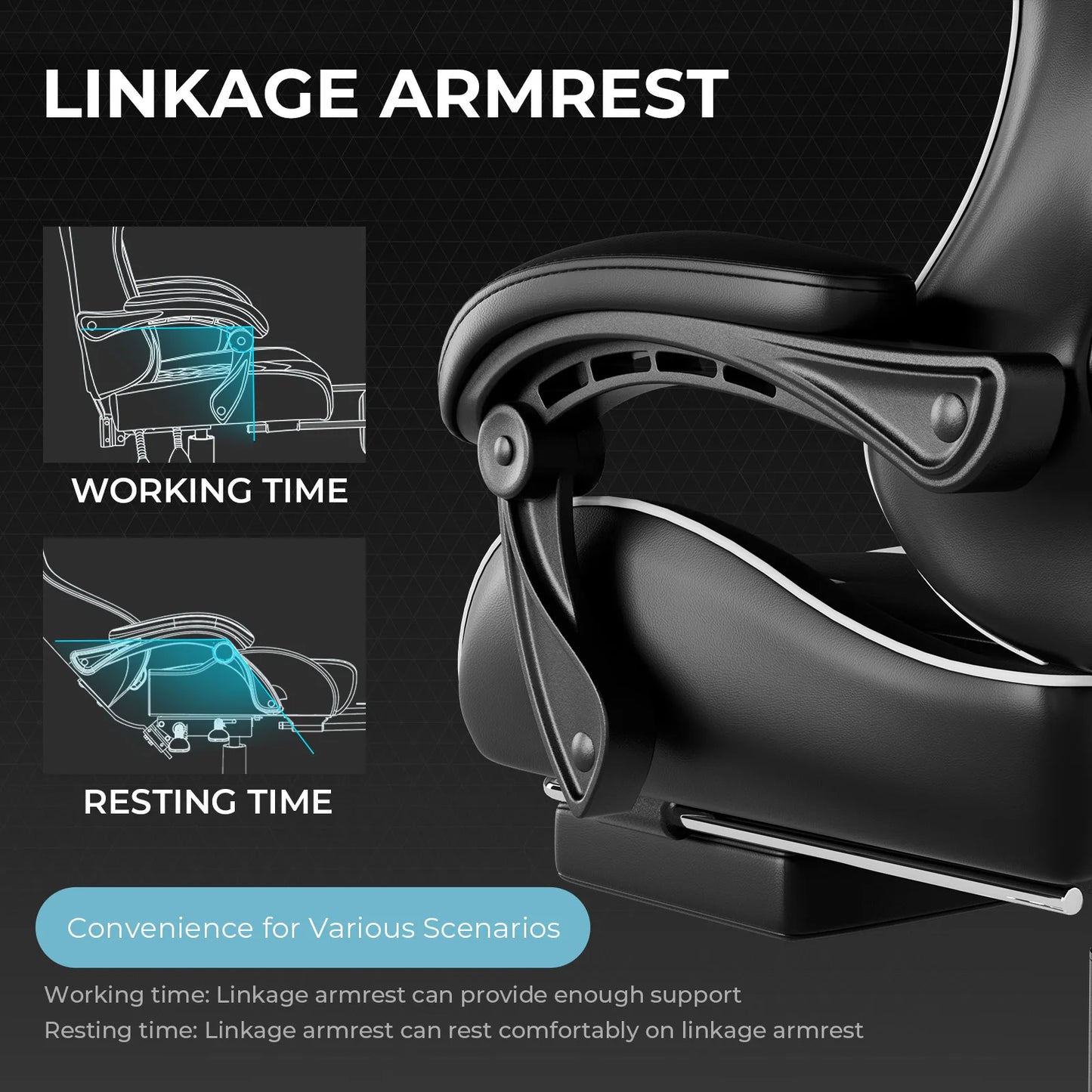 GTPLAYER Gaming Chair with Massage Lumbar Cushion & Footrest, Ergonomic Office Chair with Padded Seat, Swivel Chair up to 150 kg