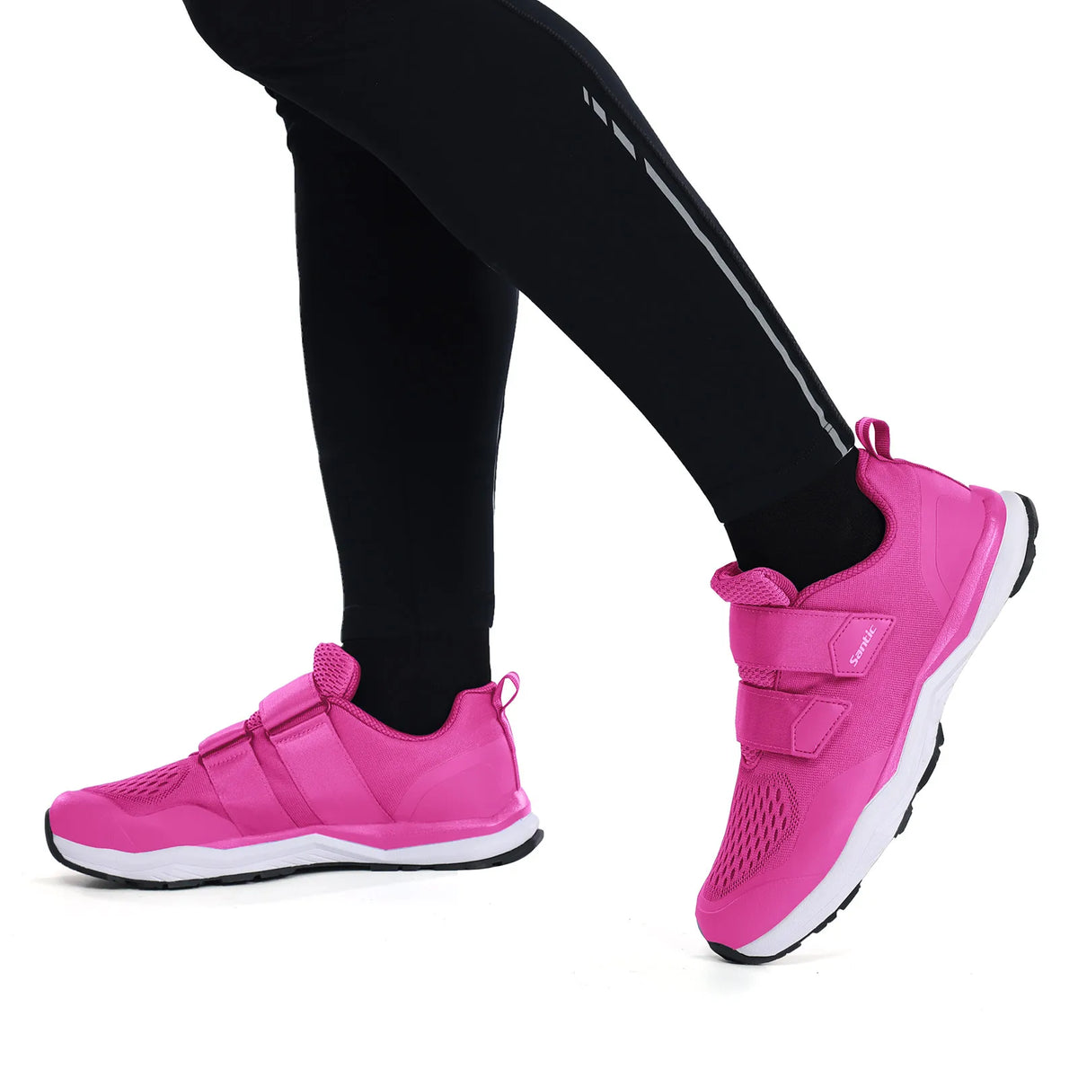 Buty rowerowe Santic – wielofunkcyjne buty do biegania, SPD, do użytku w pomieszczeniach i rekreacji, z gumową podeszwą, zapięciem na rzep, z siateczką 3D, unisex