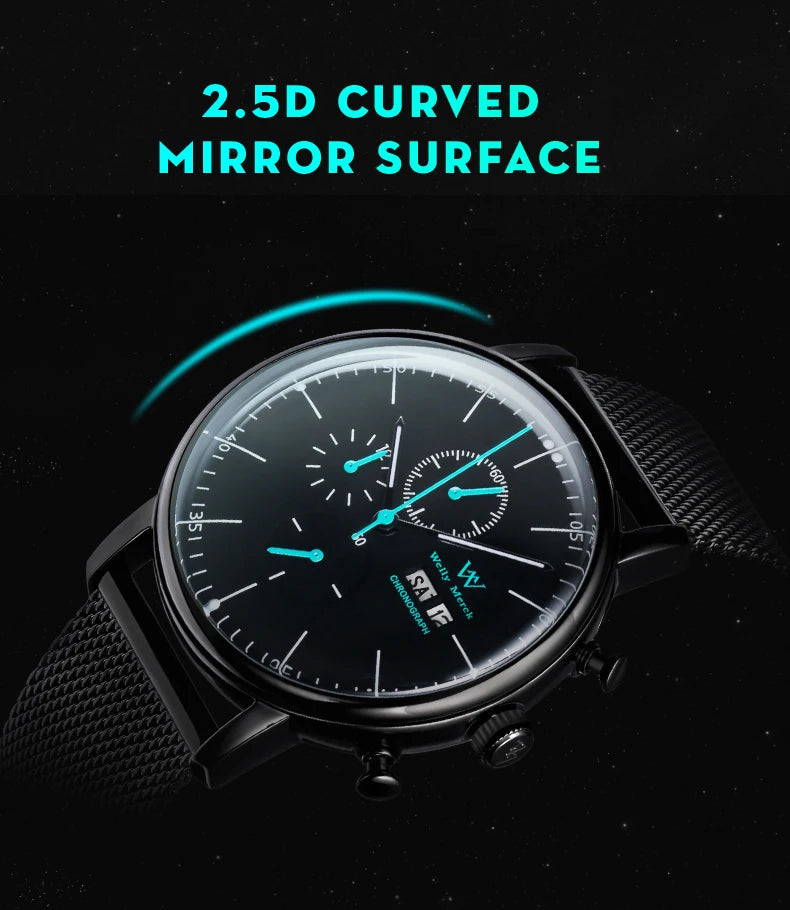 WM Watch Quartz Watches Casual Business Sapphire Crystal Water Resistant Stainless Steel Welly Merck Watch 014M