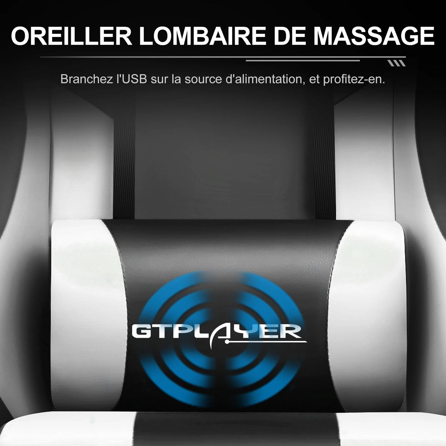 GTPLAYER Gaming Chair with Massage Ergonomic Desk Chair Footrest Headrest Rotary Chair for Office and Gamers