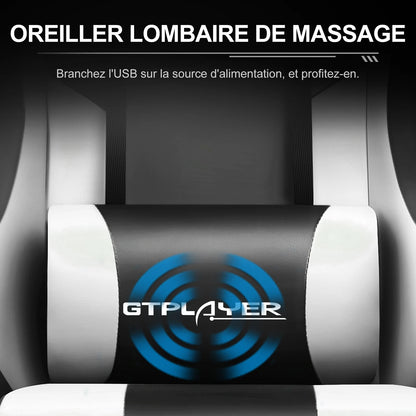 GTPLAYER Gaming Chair with Massage Ergonomic Desk Chair Footrest Headrest Rotary Chair for Office and Gamers