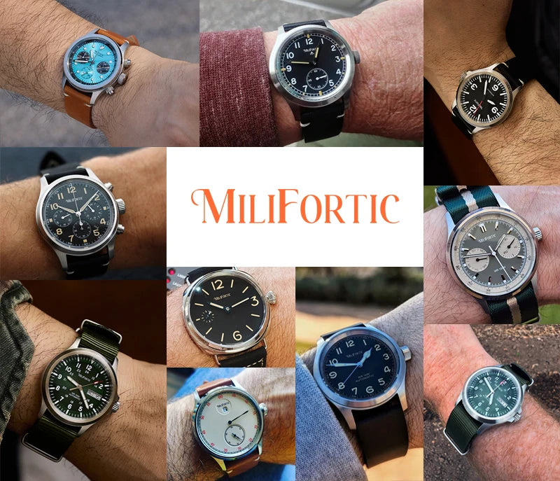 Milifortic Jumping Hour Auto R077 Vintage Small Seconds ST17 Movement Jump Hour Salmon Dial Men Watches