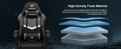 LUCK RACER Gaming Chair with Footrest Office Chair Ergonomic with Adjustable Lumbar Pillows, Pillow Gaming Chair
