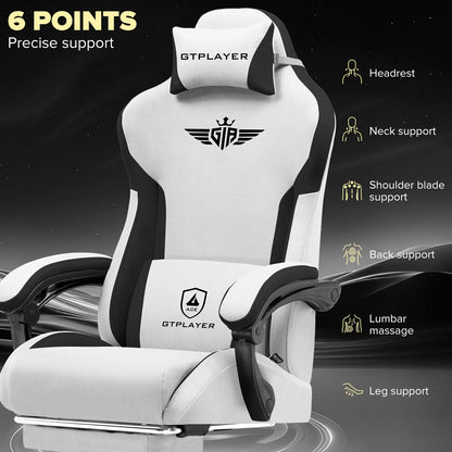 GTPLAYER Gaming Chair, Fabric Lumbar Support Ergonomic Gamer Chair PC Chair with Widened Backrest