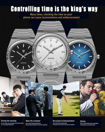PAGANI DESIGN 2025 new thin 7MM men's quartz watch VJ21 37MM sapphire stainless steel waterproof 10Bar luminous C3 reloj hombre