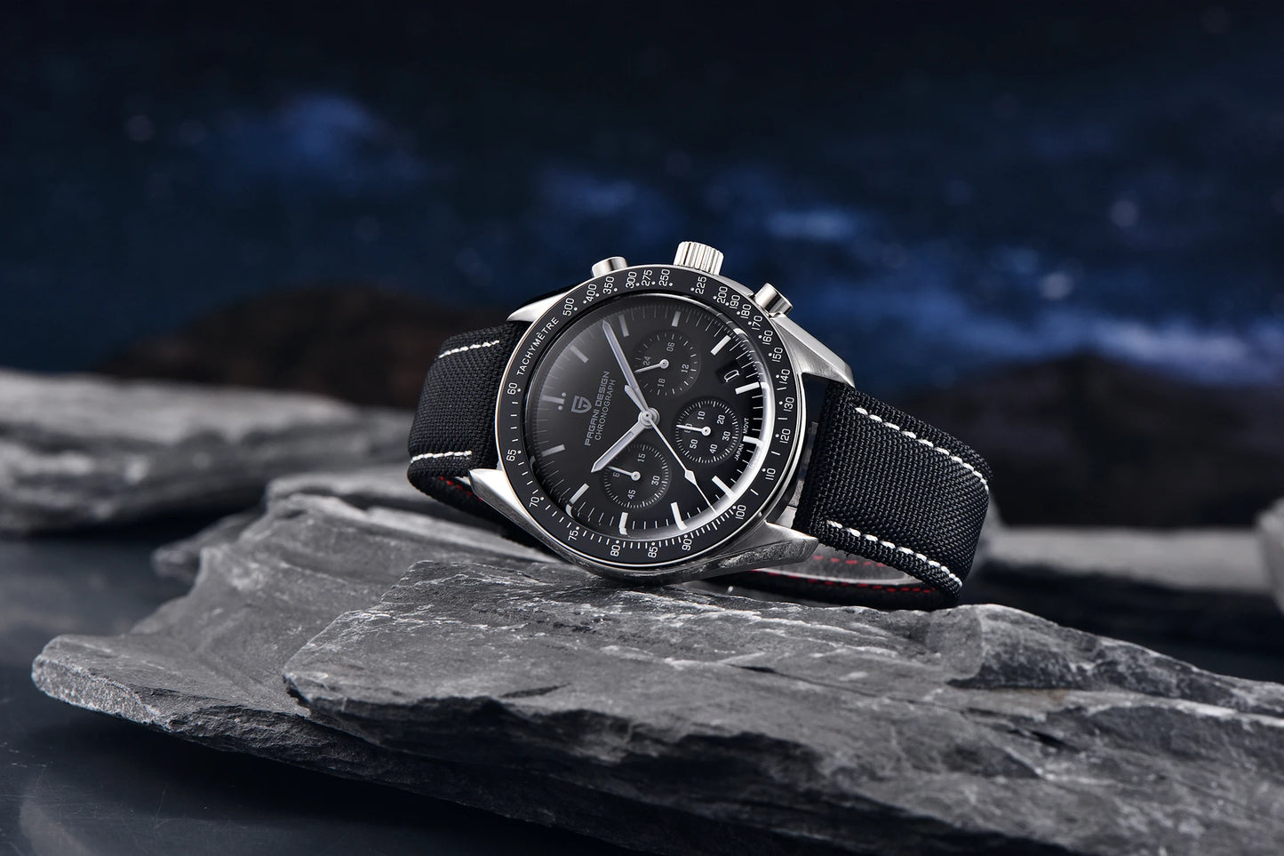 Relógio masculino PAGANI DESIGN Série Planetary Saturn Light Tan Quartz Speed Chronograph com cristal de safira AR — Novo 2026