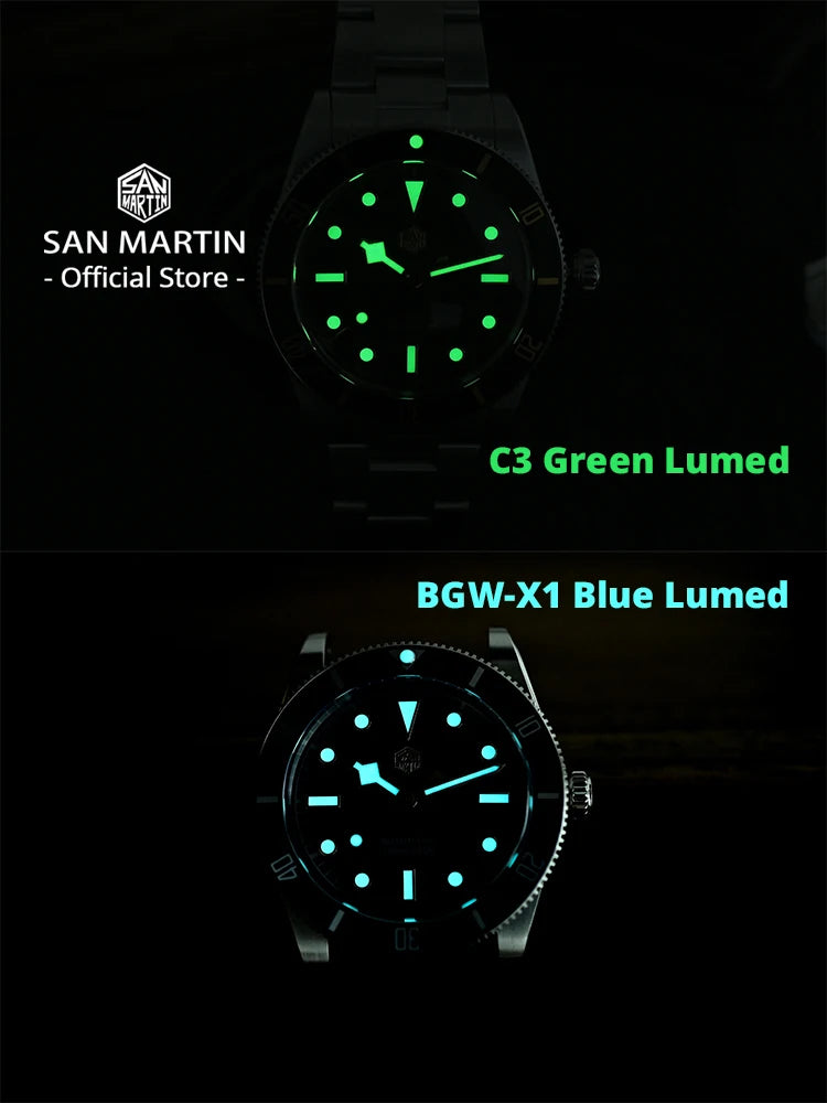 San Martin New Upgraded 37mm BB54 Vintage Men Diver Watch ST2130 Automatic Mechanical Sapphire Luminous Waterproof 200m SN0138