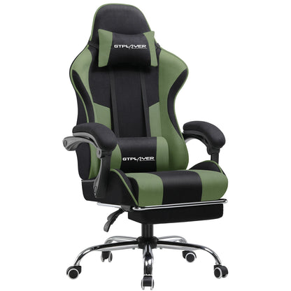 GTPLAYER Gaming Chair with Massage Lumbar Cushion & Footrest, Ergonomic Office Chair with Padded Seat, Swivel Chair up to 150 kg