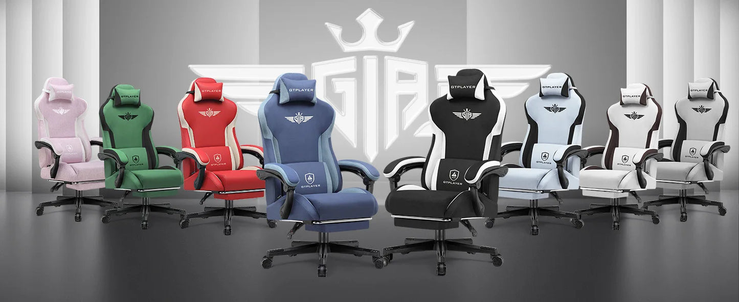 GTPLAYER Gaming Chair, Fabric Lumbar Support Ergonomic Gamer Chair PC Chair with Widened Backrest