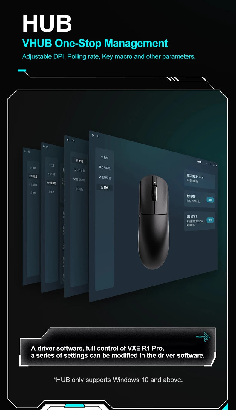 Rato Gaming Sem Fios ATK VXE Dragonfly R1 Pro MAX PAW3395 R1 SE Plus — Rato FPS Esports Personalizado, Recarregável e Leve