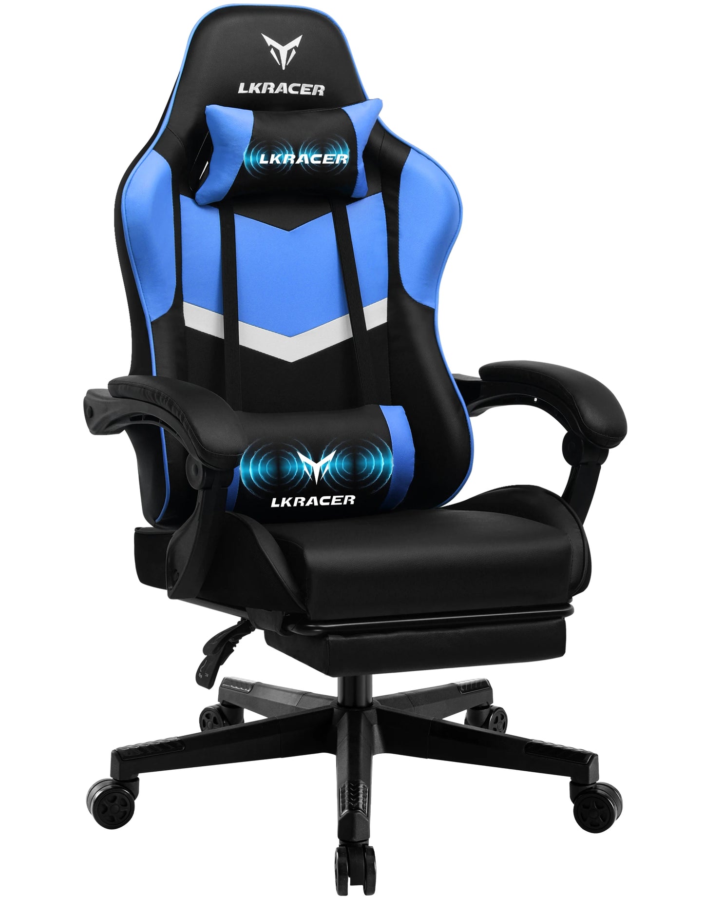 LUCK RACER Gaming Chair with Footrest Office Chair Ergonomic with Adjustable Lumbar Pillows, Pillow Gaming Chair