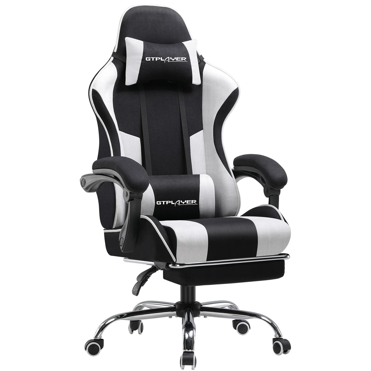 GTPLAYER Gaming Chair with Massage Lumbar Cushion & Footrest, Ergonomic Office Chair with Padded Seat, Swivel Chair up to 150 kg