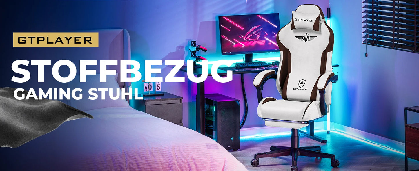 GTPLAYER Gaming Chair, Fabric Lumbar Support Ergonomic Gamer Chair PC Chair with Widened Backrest