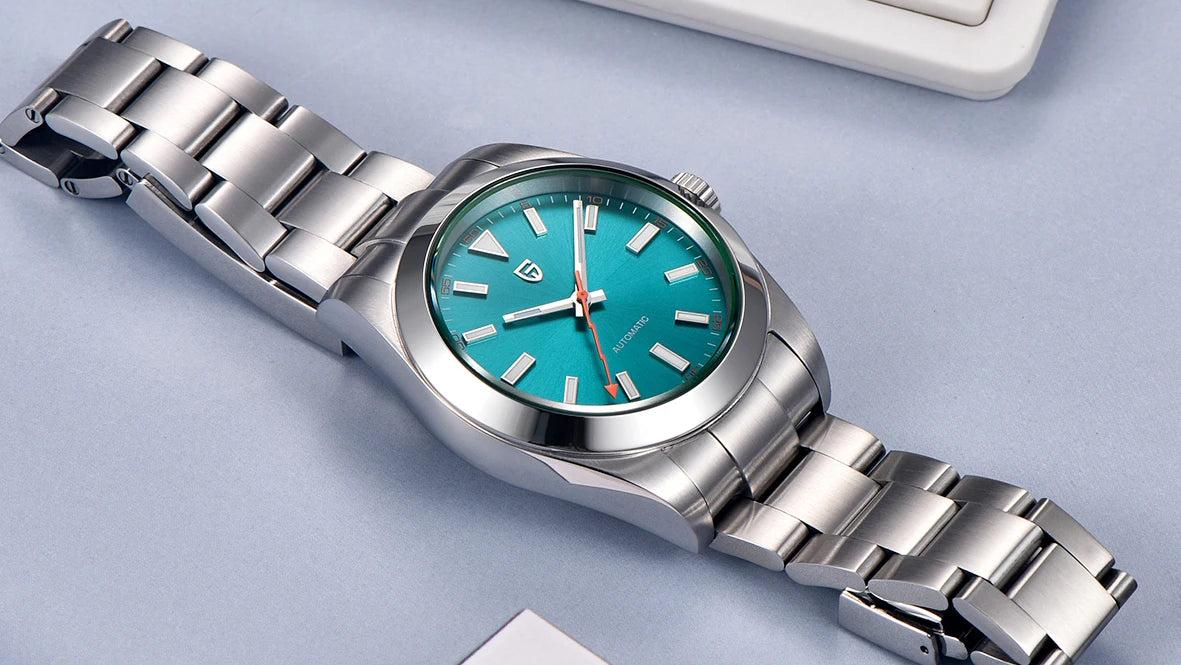 PAGANI DESIGN 2026 New Green Glass Men's Mechanical Watches Automatic Watch Men AR Sapphire crystal Stainless steel Wristwatch