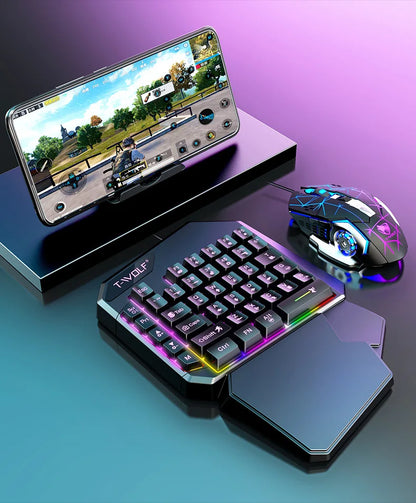 Gamer Kit Mobile Gaming Keyboard Mouse Mobile Games Converter 3 In 1 Combo One Hand Keyboard for PUBG Mobile Games TF900