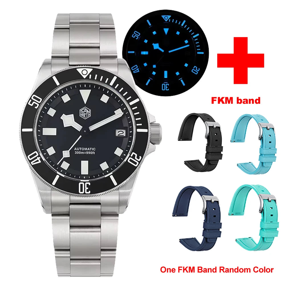 San Martin Grade 5 Titanium Watch SN0121TD PT5000/ST2130 Automatic Movement Watch 300M Waterproof Adjustable Clasp Wristwatch