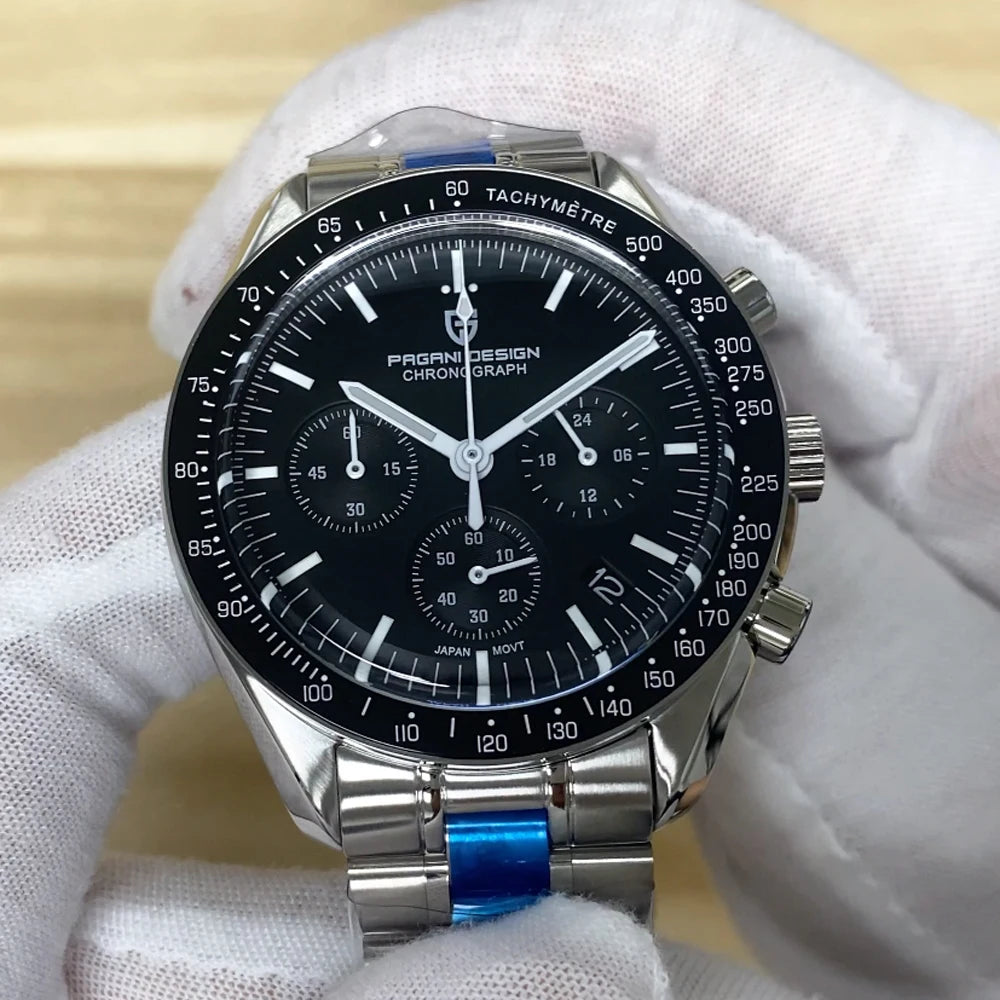 Nuovo orologio da uomo PAGANI DESIGN V6 Moon 2026 Speed Sports, cronografo al quarzo, zaffiro AR e lunetta in ceramica, orologio sicuro