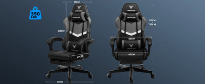 LUCK RACER Gaming Chair with Footrest Office Chair Ergonomic with Adjustable Lumbar Pillows, Pillow Gaming Chair