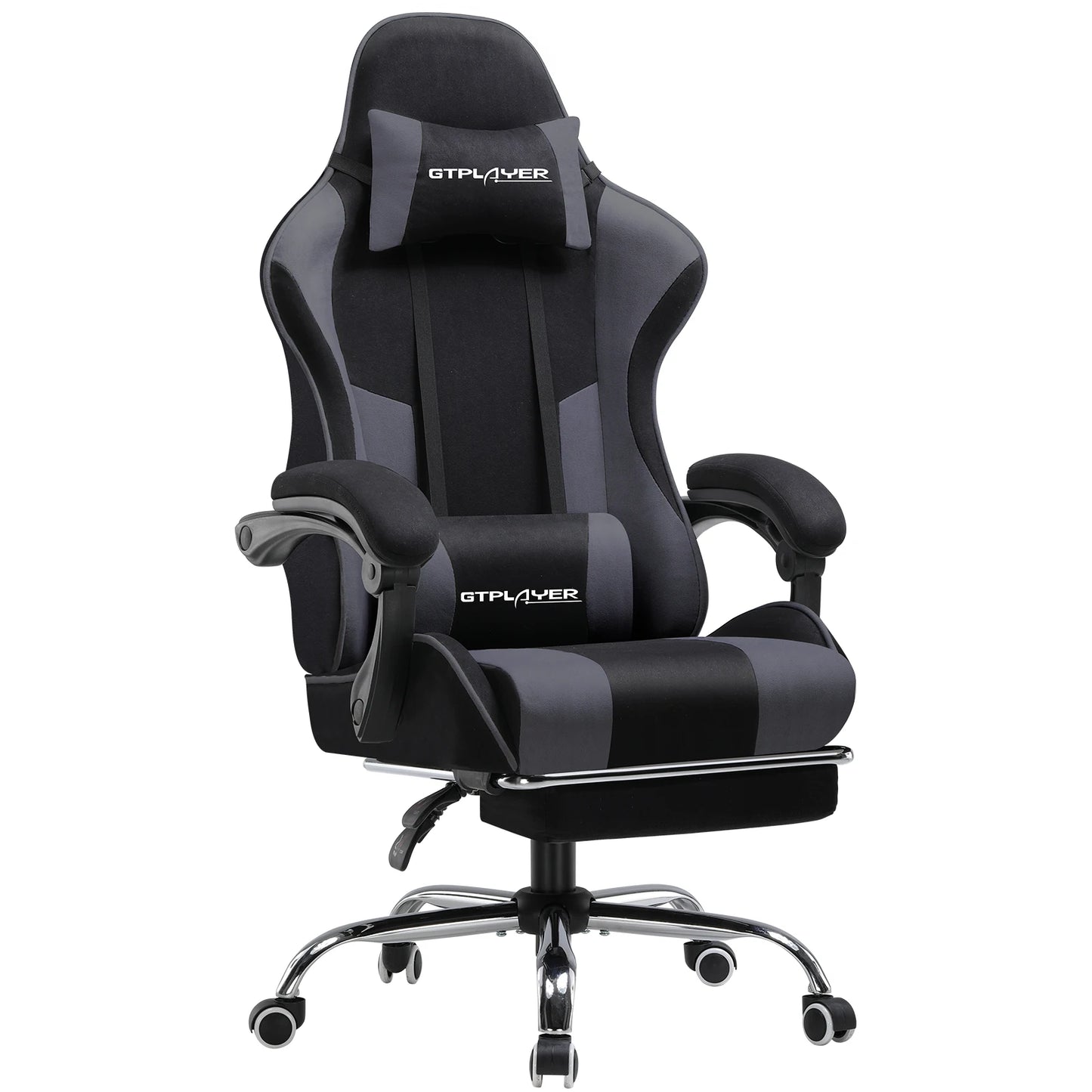 GTPLAYER Gaming Chair with Massage Lumbar Cushion & Footrest, Ergonomic Office Chair with Padded Seat, Swivel Chair up to 150 kg