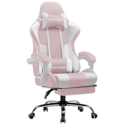 GTPLAYER Office Chair Gaming Chair Fabric Gaming Armchair Ergonomic Gamer Chair Footrest Headrest Lin Pillow Padded