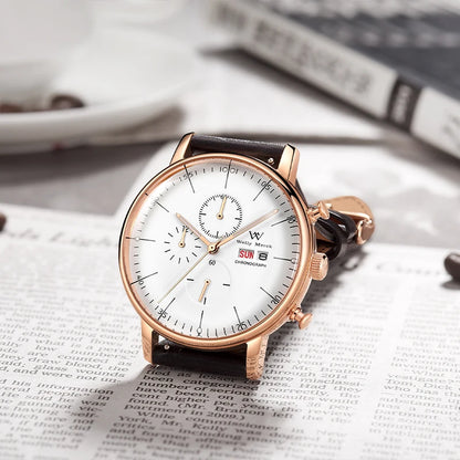 WM Watch Quartz Watches Casual Business Sapphire Crystal Water Resistant Stainless Steel Welly Merck Watch 014M