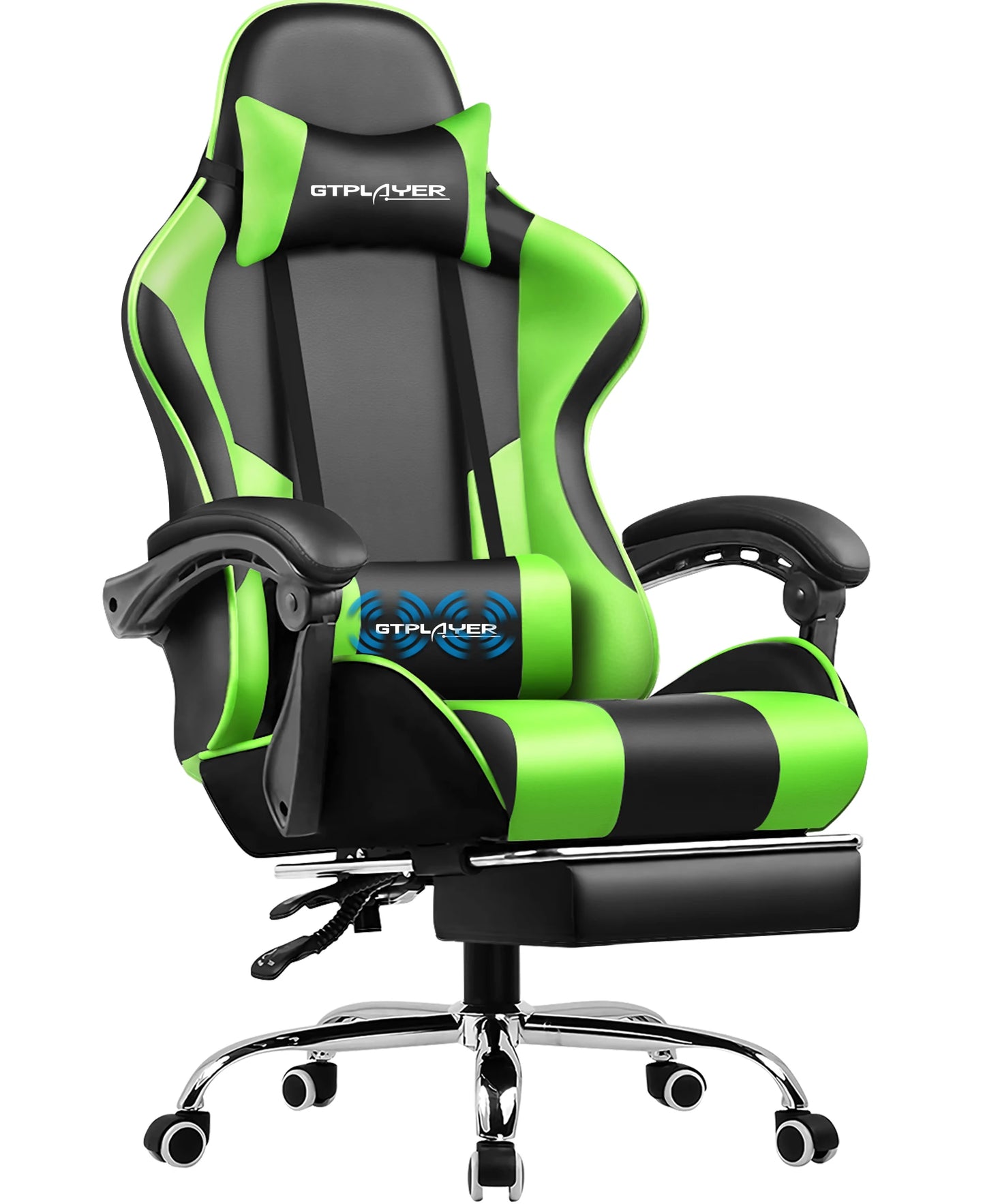 GTPLAYER Gaming Chair with Massage Ergonomic Desk Chair Footrest Headrest Rotary Chair for Office and Gamers