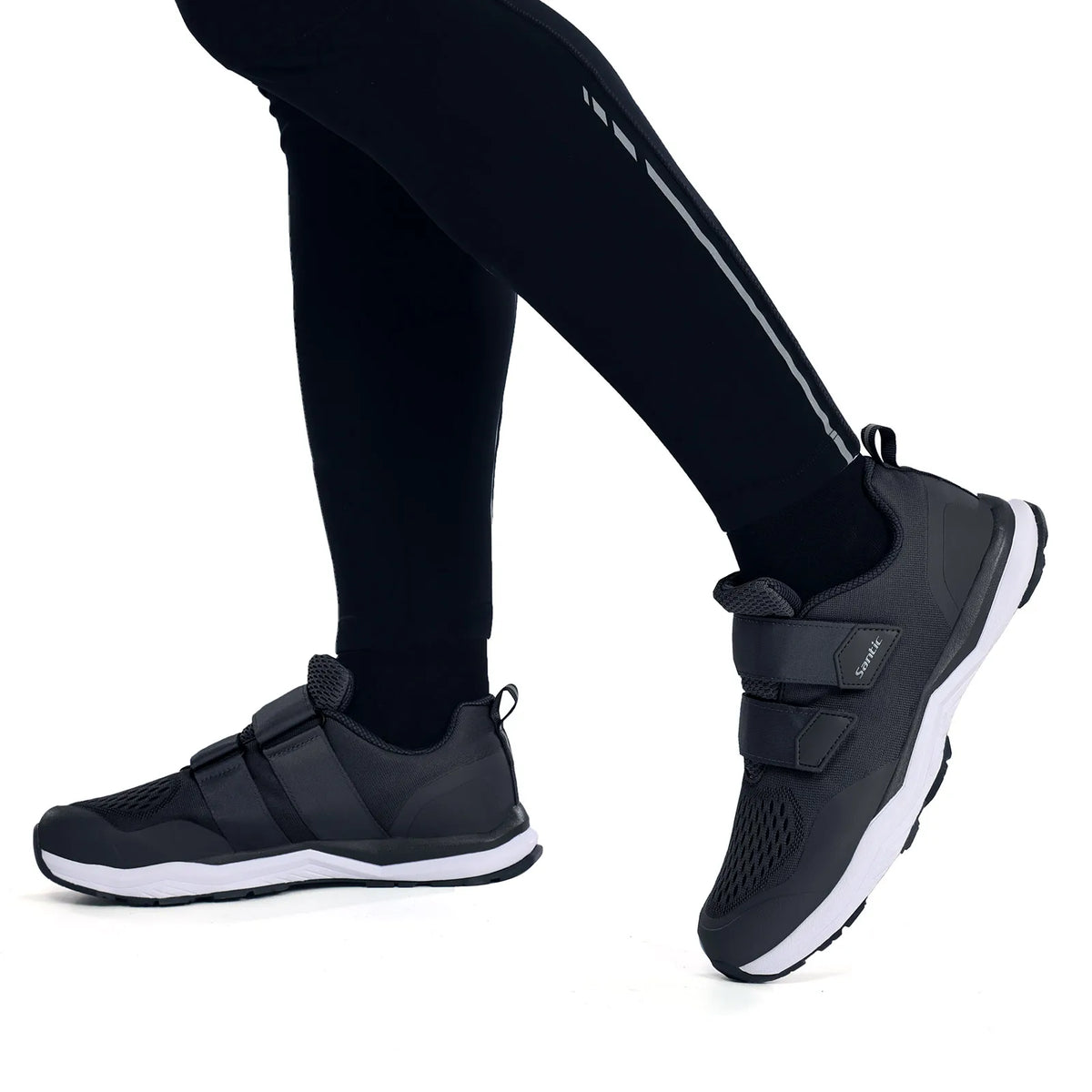 Buty rowerowe Santic – wielofunkcyjne buty do biegania, SPD, do użytku w pomieszczeniach i rekreacji, z gumową podeszwą, zapięciem na rzep, z siateczką 3D, unisex
