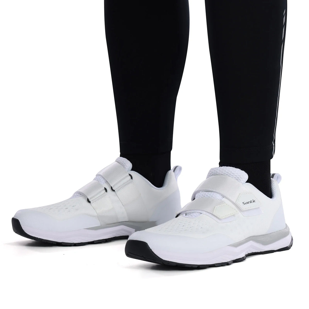 Buty rowerowe Santic – wielofunkcyjne buty do biegania, SPD, do użytku w pomieszczeniach i rekreacji, z gumową podeszwą, zapięciem na rzep, z siateczką 3D, unisex