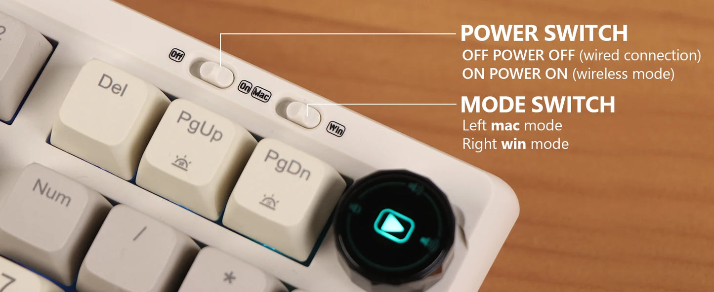 EPOMAKER RT100 95% Gasket-Mounted Wired/Bluetooth/2.4G Wireless Mechanical Keyboard with Multi-media Knob & Mini Display