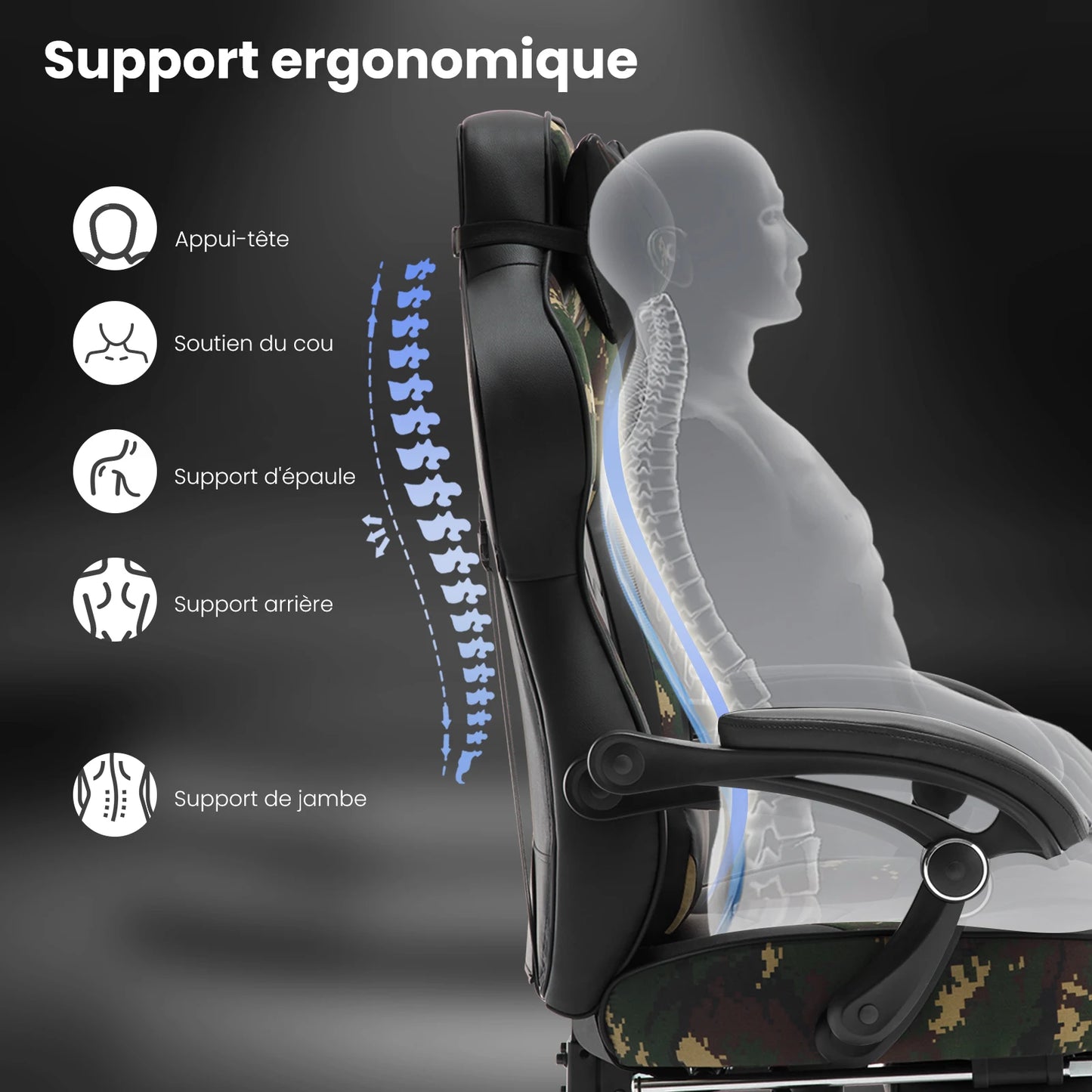 WOLTU Swivel Gaming Racing Chair Desk Office Computer Chair Sports Seat with Headrest Lumbar Cushion Footrest Gamer Chair