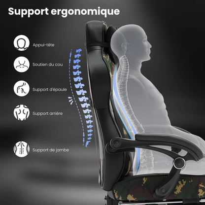 WOLTU Swivel Gaming Racing Chair Desk Office Computer Chair Sports Seat with Headrest Lumbar Cushion Footrest Gamer Chair