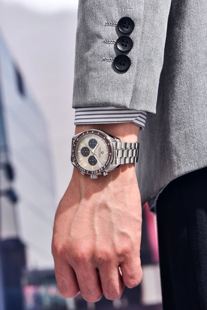 Relógio masculino PAGANI DESIGN Série Planetary Saturn Light Tan Quartz Speed Chronograph com cristal de safira AR — Novo 2026