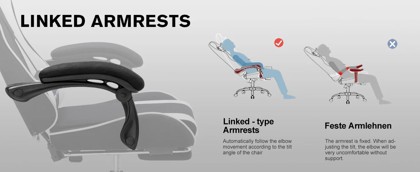 GTPLAYER Office Chair Gaming Chair Fabric Gaming Armchair Ergonomic Gamer Chair Footrest Headrest Lin Pillow Padded