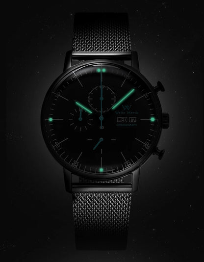 WM Watch Quartz Watches Casual Business Sapphire Crystal Water Resistant Stainless Steel Welly Merck Watch 014M