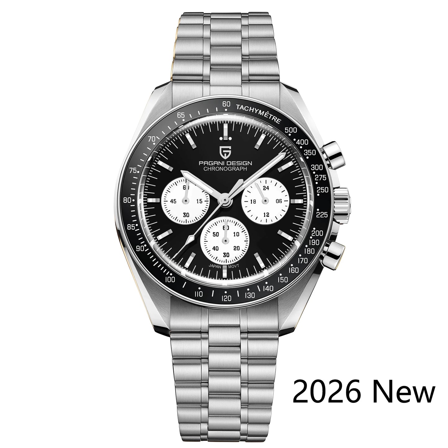 Relógio masculino PAGANI DESIGN Série Planetary Saturn Light Tan Quartz Speed Chronograph com cristal de safira AR — Novo 2026