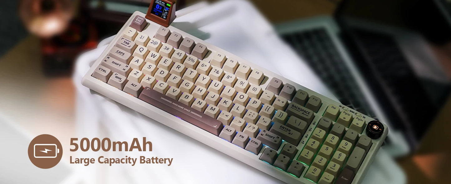 EPOMAKER RT100 95% Gasket-Mounted Wired/Bluetooth/2.4G Wireless Mechanical Keyboard with Multi-media Knob & Mini Display