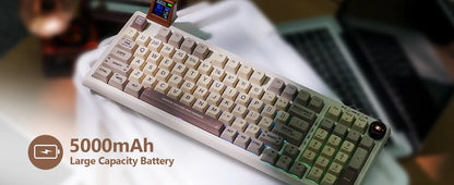 EPOMAKER RT100 95% Gasket-Mounted Wired/Bluetooth/2.4G Wireless Mechanical Keyboard with Multi-media Knob & Mini Display