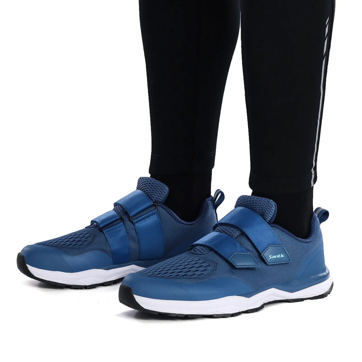 Buty rowerowe Santic – wielofunkcyjne buty do biegania, SPD, do użytku w pomieszczeniach i rekreacji, z gumową podeszwą, zapięciem na rzep, z siateczką 3D, unisex
