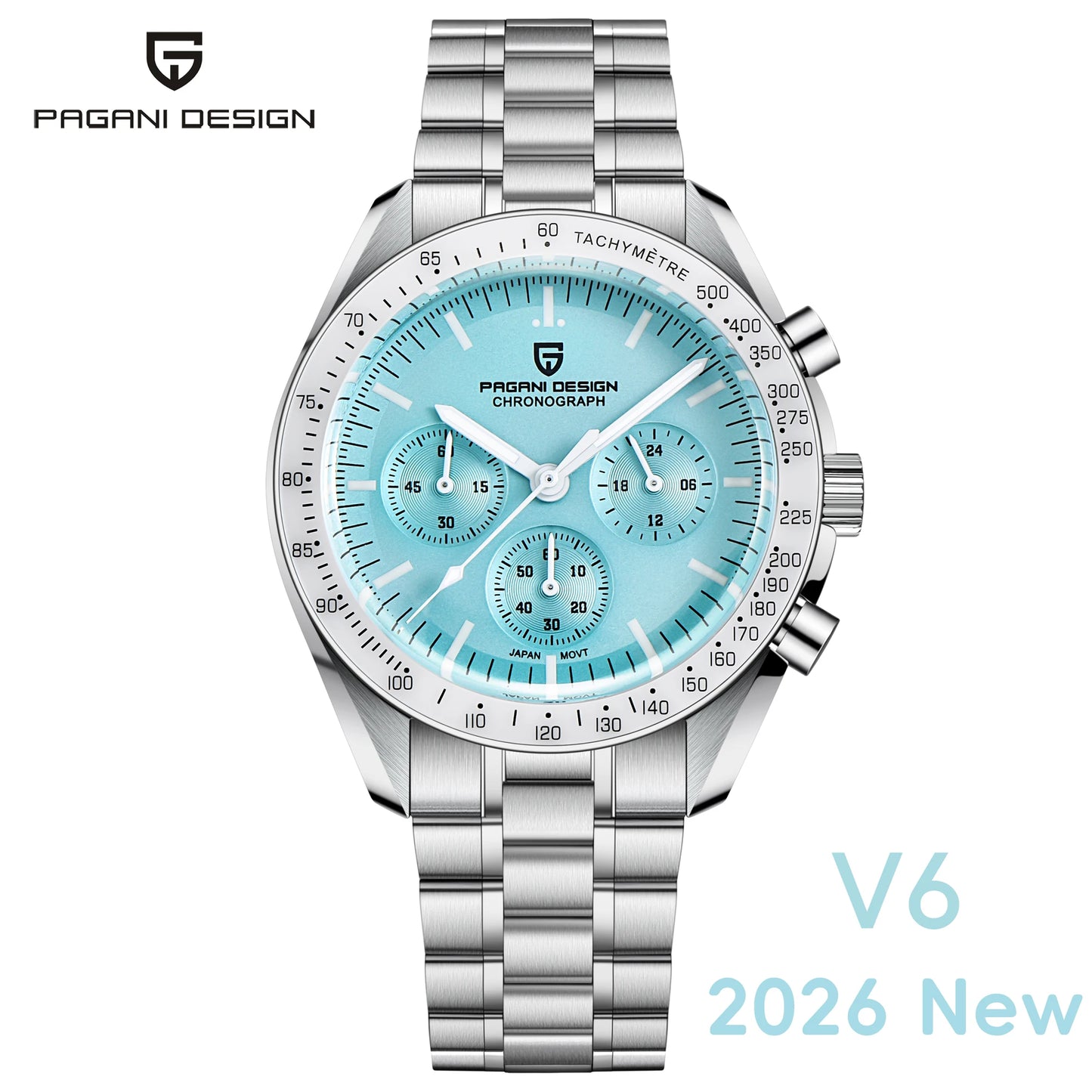 Relógio masculino PAGANI DESIGN Série Planetary Saturn Light Tan Quartz Speed Chronograph com cristal de safira AR — Novo 2026