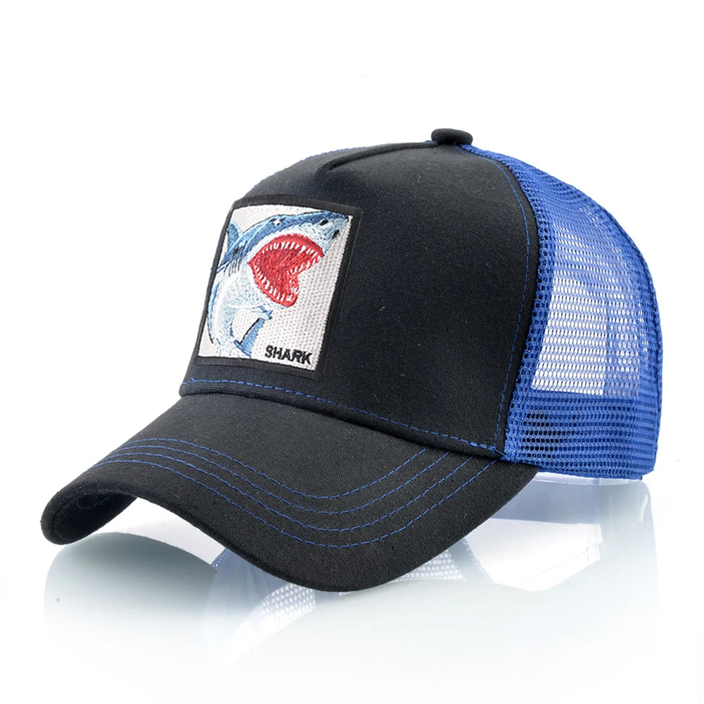 Trucker Caps Men Women Streetwear Hip Hop Baseball Cap With Shark Embroidery Patch Snapback Drake Bones Casquette Four Seasons