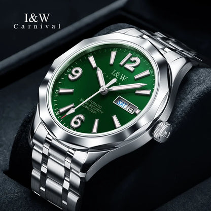 Relógio CARNIVAL para homem em tungsténio, marca de luxo, movimento automático NH36, relógio mecânico de pulso para homem, resistente à água, Montre Homme