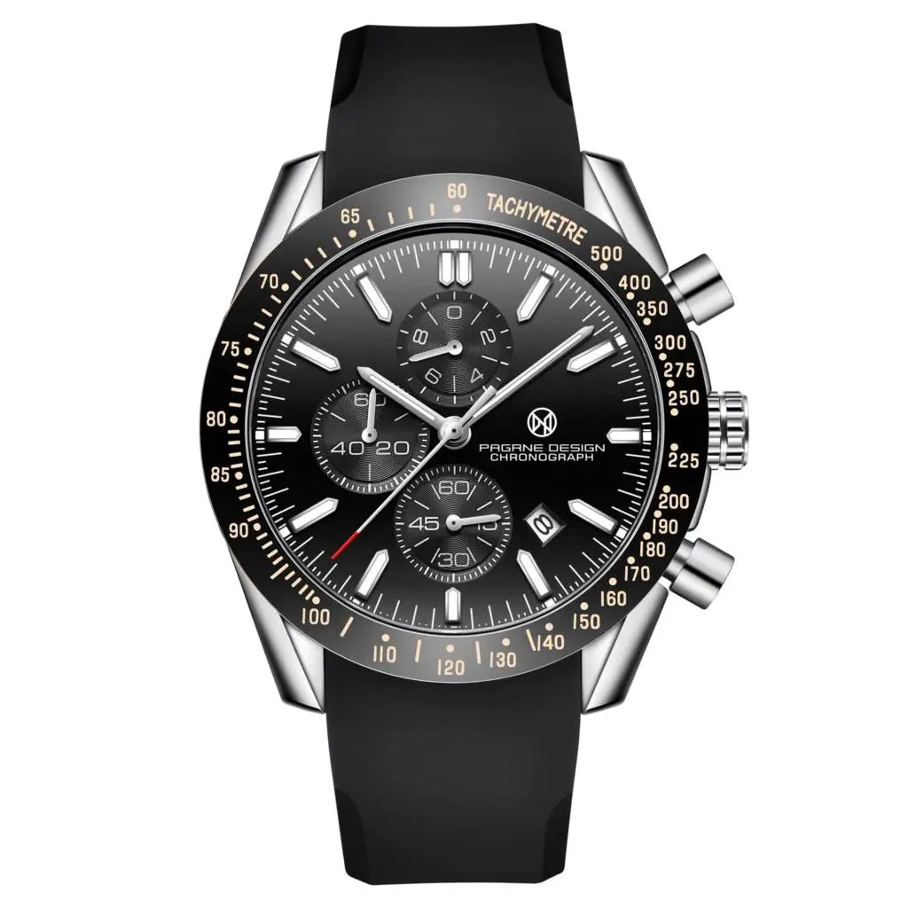 PAGANI DESIGN New 45mm Men Quartz Watch Rubber Belt Men's Luxury Watch Fashion Casual Sports Male Clock Relogio Maasculino